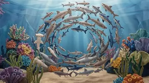 AI Video from prompt: 3D sewn-felt stop-motion style. The massive scho