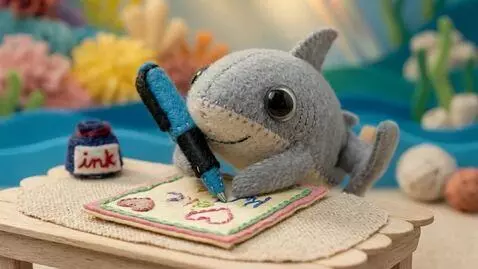 AI Video from prompt: 3D sewn-felt stop-motion style. The pup struggle