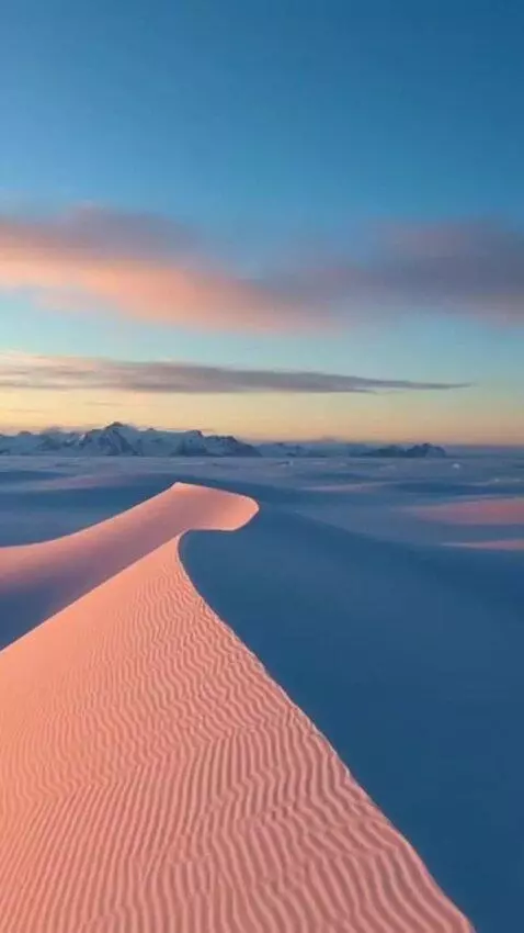 AI Video from prompt: Antarctica desert landscape, snow dunes, wide an