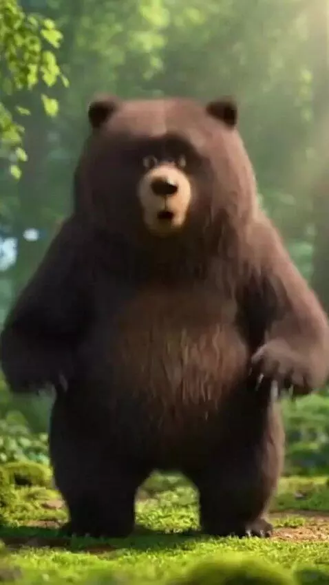 AI Video from prompt: happily jumps on the spot and waves his paw