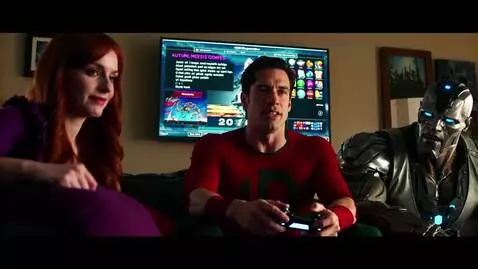 AI Video from prompt: Cyborg, Starfire, and Robin playing Sonic the He