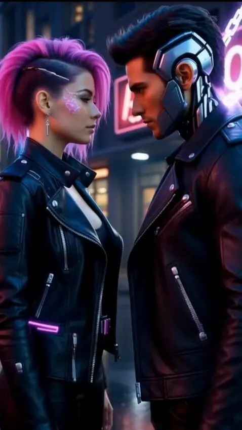 AI Video from prompt: cyberpunk man in pain pulled by glowing chains t