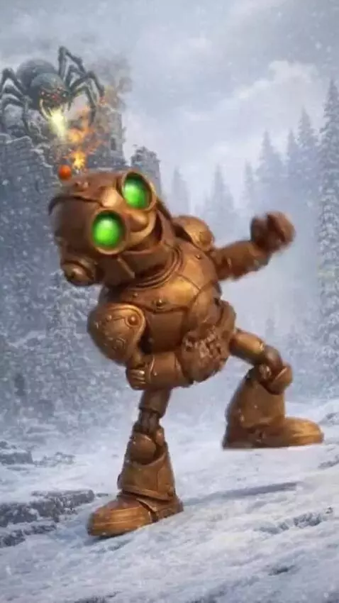 AI Video from prompt: This robot is dancing from a Fortnite dance whil