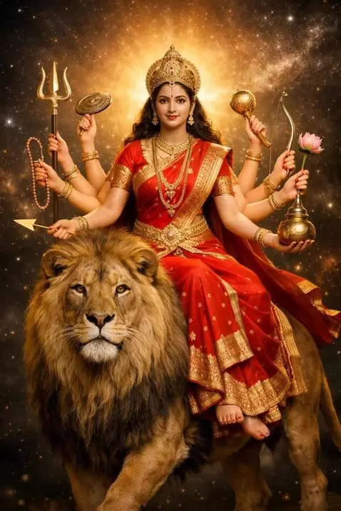 AI Video from prompt: ultra realistic cinematic scene of Maa Kushmanda