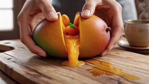 AI Video from prompt: A viral-style ASMR macro video of hands splittin