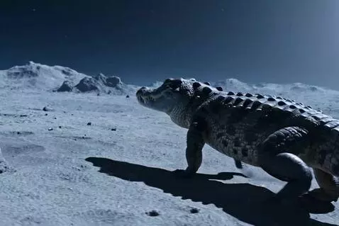 AI Video from prompt: an alligator walking on the moon