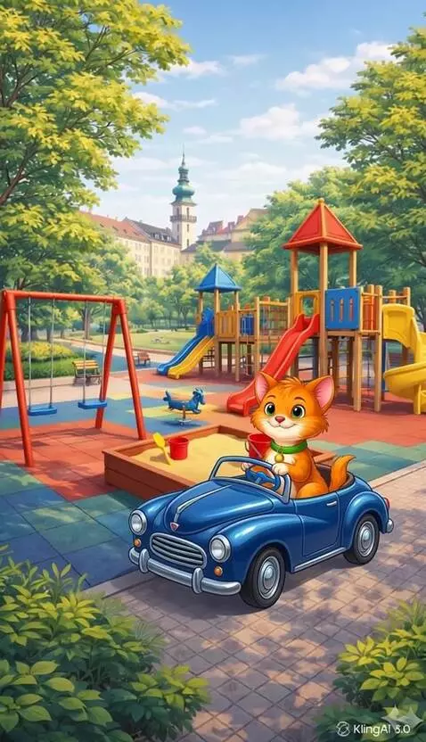 AI Video from prompt: A static park scene with a children's playground