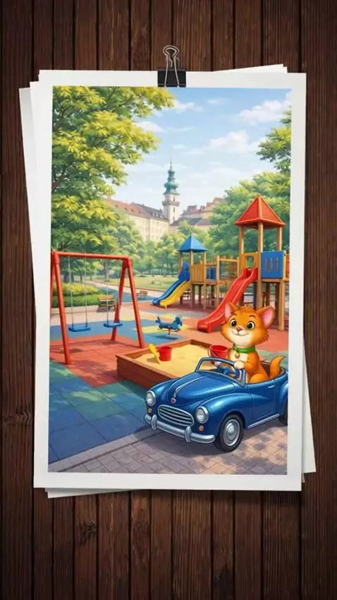 AI Video from prompt: A static park scene with a children's playground