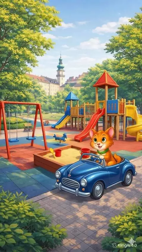 AI Video from prompt: A static park scene with a children's playground