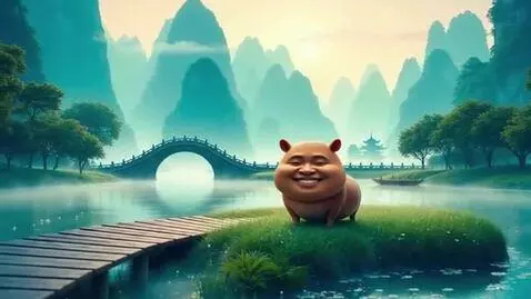 AI Video from prompt: A surreal, whimsical landscape inspired by tradi