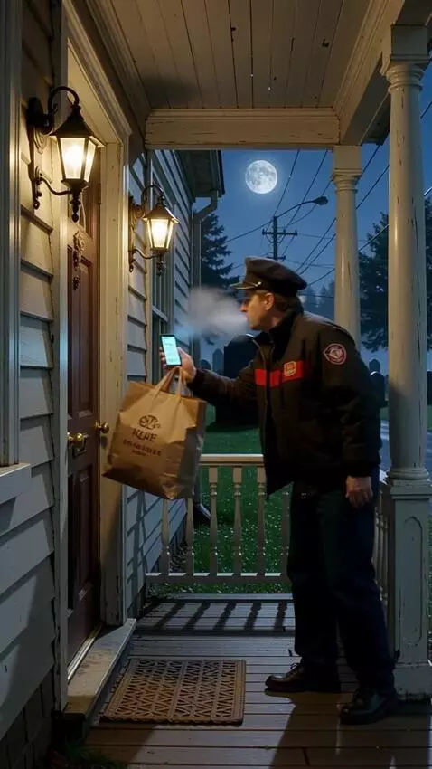 AI Video from prompt: A delivery driver arrives at an old house at the