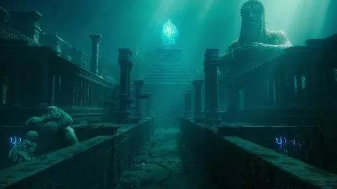 AI Video from prompt: A breathtaking cinematic view of the sunken lost