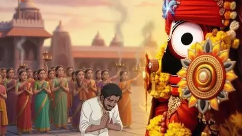 AI Video from prompt: “Raghu falling at divine feet emotionally”