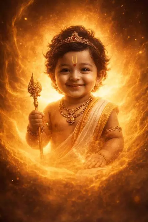 AI Video from prompt: Character Movement Prompt: baby Kartikeya slowly