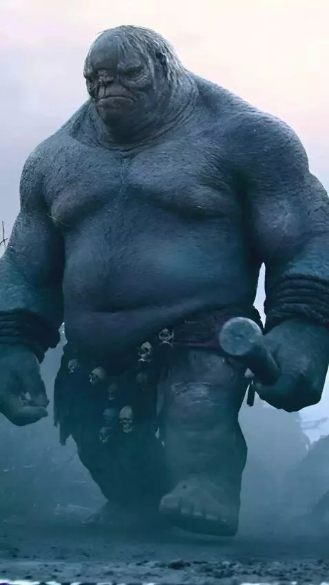 AI Video from prompt: the giants is walking and hits the water with a 