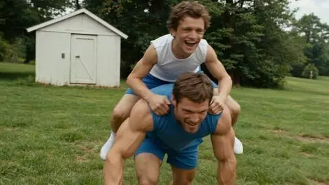 AI Video from prompt: gay, skinny guy riding on muscle man