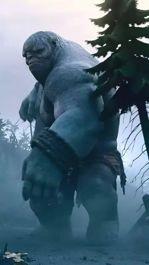 AI Video from prompt: The  giant breaks the pines in the forest