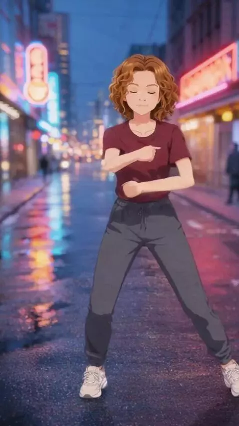 AI Video from prompt: Style: modern anime. A girl is dancing. The came