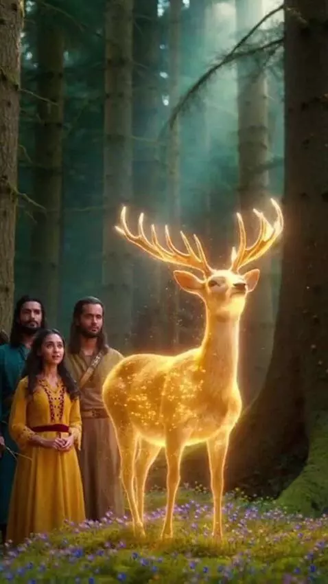 AI Video from prompt: “Golden deer glowing mysteriously in the forest,