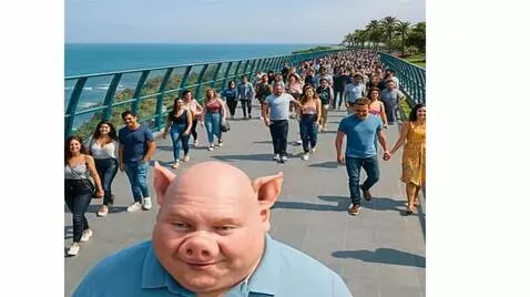 AI Video from prompt: Two-scene cinematic sequence, wide panoramic vie