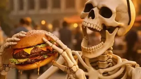 AI Video from prompt: Place the skeleton character holding a stacked b