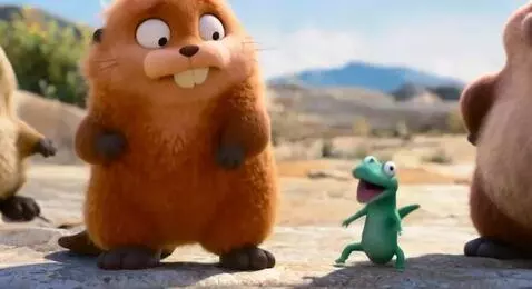 AI Video from prompt: Spongebob, lizard and beaver are walking on the 