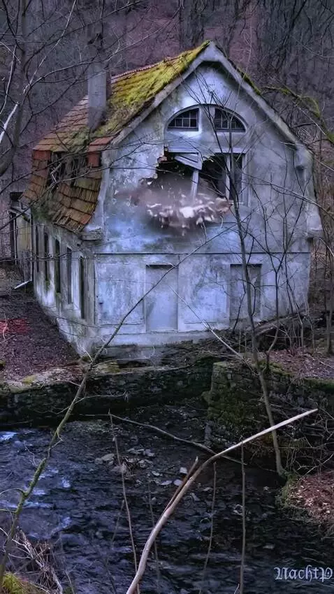 AI Video from prompt: A large stone hits the house and makes a hole, a