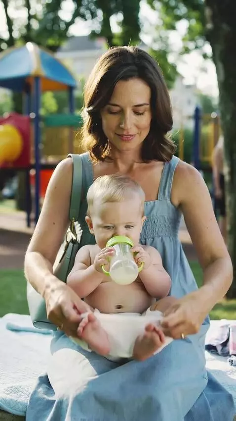 AI Video from prompt: Cindy, who always has a diaper bag over her shou