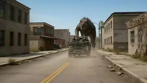 AI Video from prompt: Armed survivors in an armored car with a machine