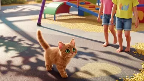 AI Video from prompt: "A cute small kitten standing still, looking cur
