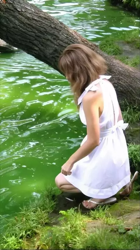 AI Video from prompt: The girl gets on her knees and lies down on her 