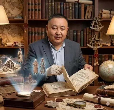 AI Video from prompt: a person says something, flips through a book, a