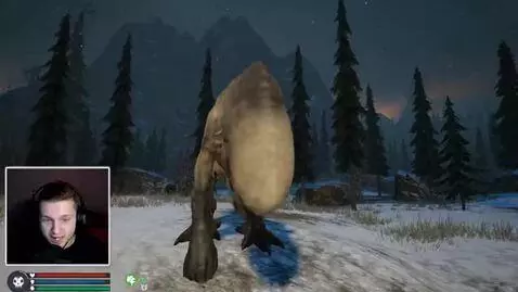 AI Video from prompt: The YouTuber clicks on Rebirth and the dinosaur 