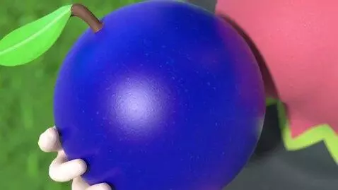 AI Video from prompt: The girl tasted a blue fruit called "Blimp Fruit