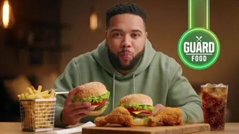 AI Video from prompt: The video starts and the man is eating burges an