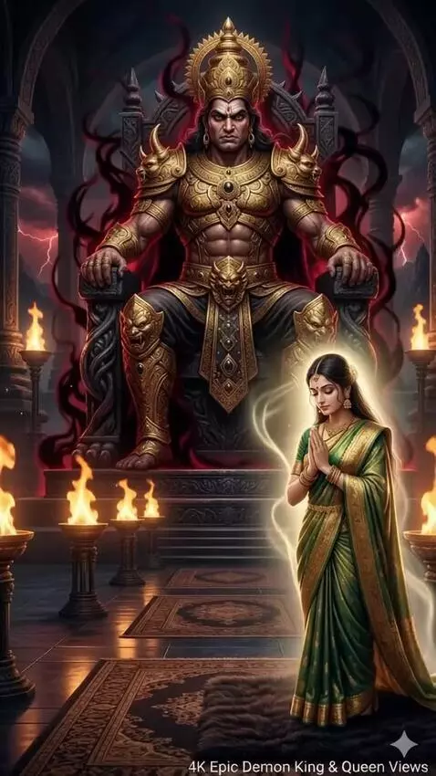 AI Video from prompt: Camera slowly zooms in on demon king Jalandhara 