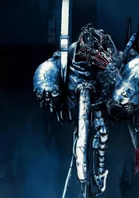 AI Video from prompt: First they show a cyborg guy, then they show his