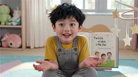 AI Video from prompt: cute boy scared then smiling, expressive face, b