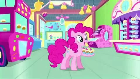 AI Video from prompt: Pinkie Pie has a six-pack of cupcakes for Rainbo