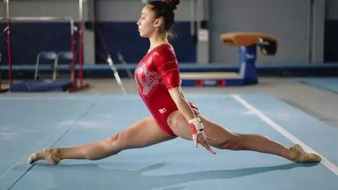 AI Video from prompt: gymnast doing middle splits
