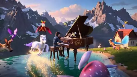 AI Video from prompt: Draw a magical 3D, 4K fairytale kingdom. Amidst 