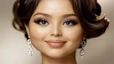 AI Video from prompt: A woman poses from various angles, quickly chang