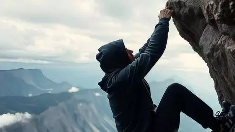 AI Video from prompt: rock climber