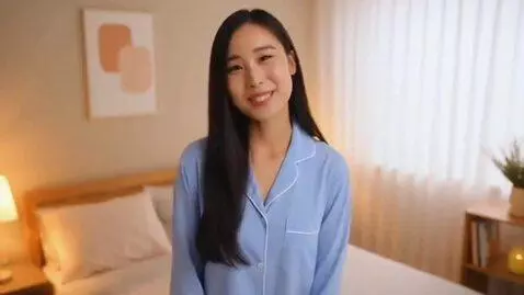 AI Video from prompt: create a video of a Korean woman. She has long, 