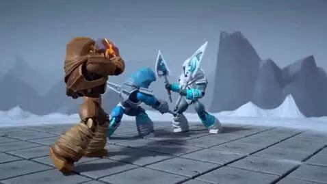 AI Video from prompt: Cole and Jay from Season 11 of Lego Ninjago figh