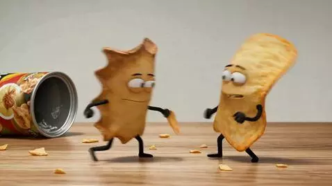 AI Video from prompt: A wooden table with a bag of Lay's and Pringles 