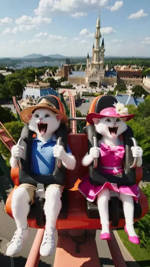 AI Video from prompt: A white Exotic cat in a polo shirt and shorts, w