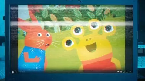 AI Video from prompt: Wanda and the Alien Analog Horror Breaking lapto