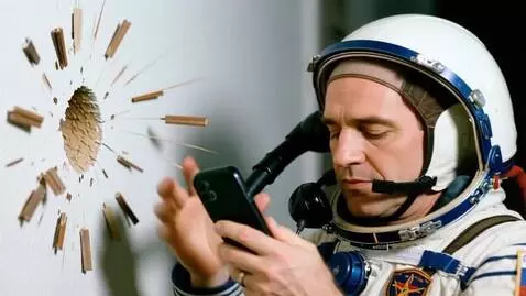 AI Video from prompt: Create a video where Yuri Gagarin is given a pho