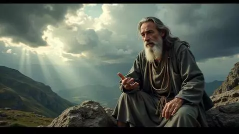 AI Video from prompt: An old biblical man on his knees up in a high mo